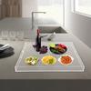 Clear Acrylic Serving Tray with Handles, 23.92x23.92Inch Oversize Spill Proof Decorative Tray, Multipurpose Countertop Organizer