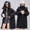 2025 winter new mid-length down padded jacket large size loose Korean over-the-knee padded jacket women's detachable hat