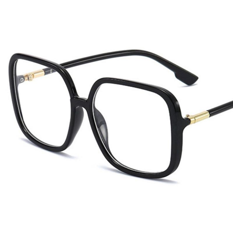 Women Transparent Oversized Square Glasses Frames Fashion Korea Plain Eyewear Zero Points Optical Spectacles