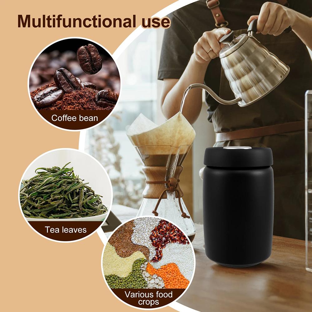 Vakuumversiegelter Krug für Kaffeebohnen, 304 Edelstahl, Lebensmittel frisch halten, Vorratsbehälter für die Küche, 1200 ml, Vakuum-Kaffeedose