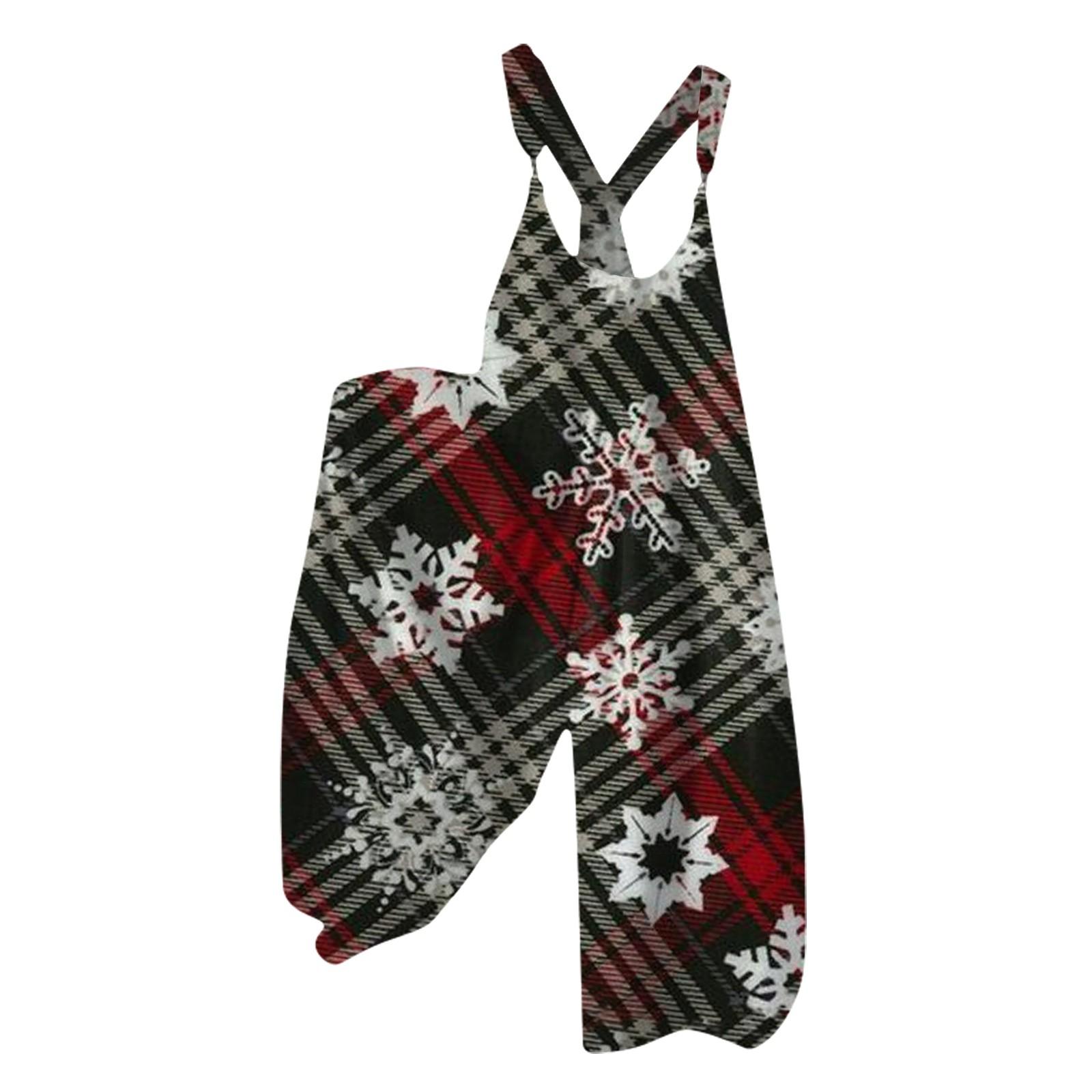 

Женский летний комбинезон с рождественским принтом в винтажном стиле (Нерегулируемые ремни) XL белый