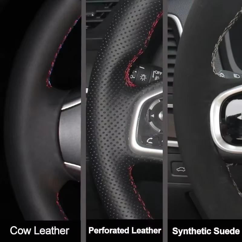 Für Ford Mondeo Fusion 2013- EDGE 2015- Handgenäht rutschfest Schwarz Leder Wildleder Auto Lenkradabdeckung