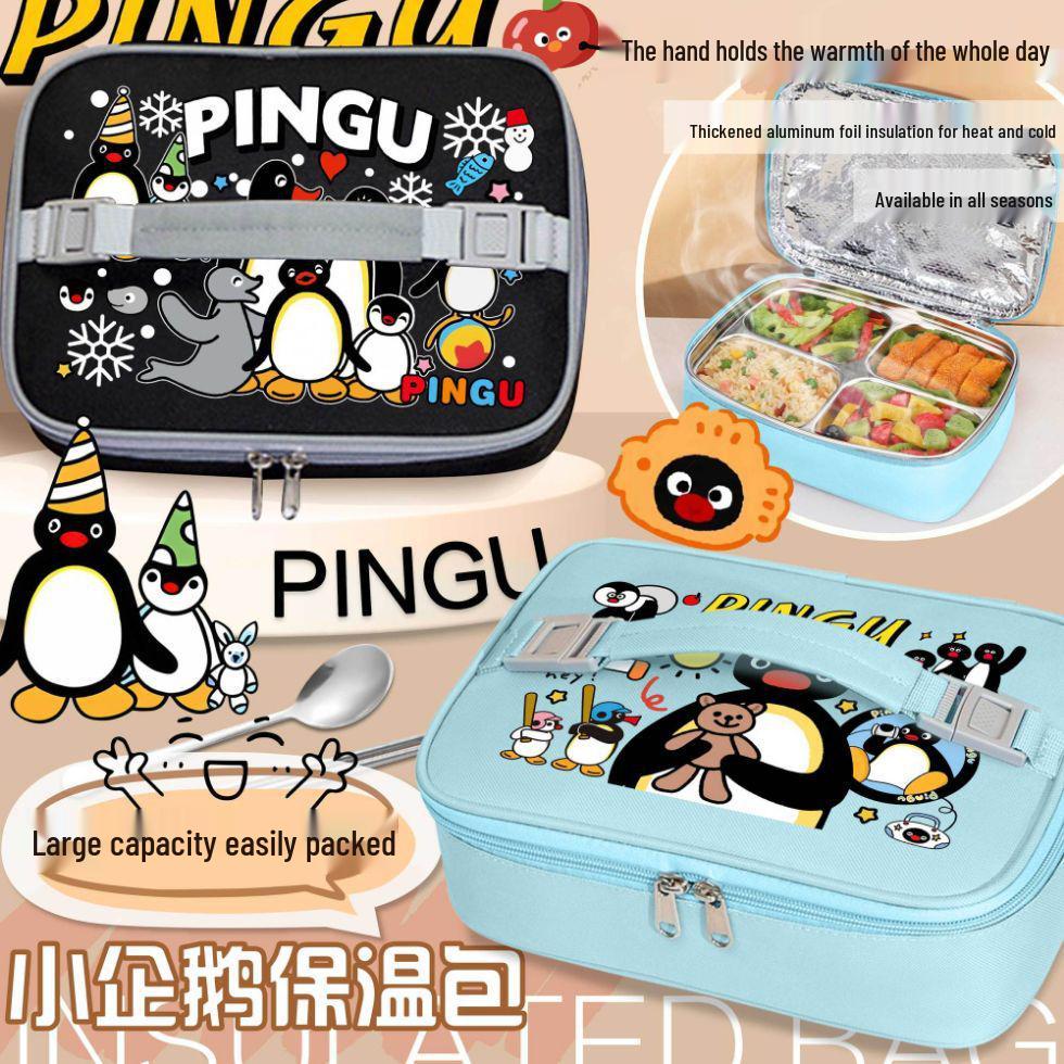 Borsa termica per il pranzo Pingu il pinguino - Universale, Ispessita, Portatile, Ideale per Studenti e Pasti di Lavoro, Ottima Opzione Regalo