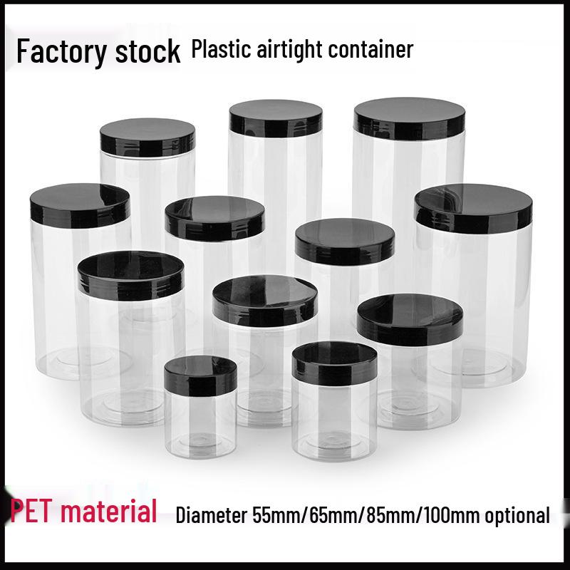Transparent Black Lid PET Jar for Honey, Nuts, and Snacks