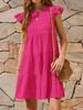 Womens Ruffle Sleeve Mini Dress Loose Fit Babydoll Summer Beach Sundress