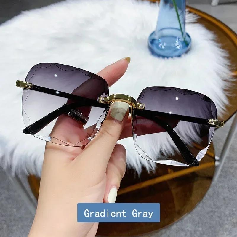 Vintage Frameless Sunglasses New Summer Sun Visors Square Sunglasses for Woman Lenses UV400 Women Sunglasses