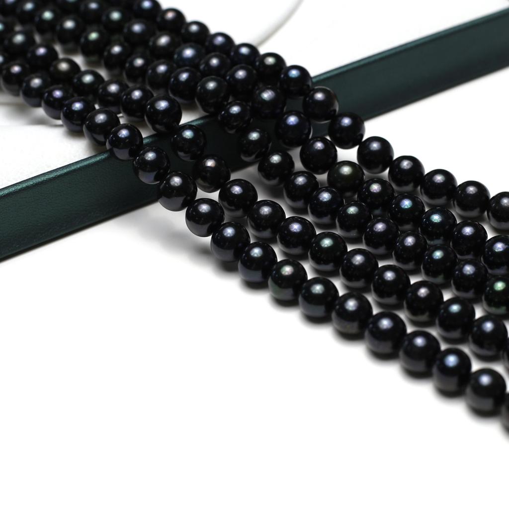 1String, Handmade Round Pearl, 9-10mm, Black Natural Freshwater Pearls Beads for Jewelry Making DIY Necklaces Bracelets Crafts Length 36cm