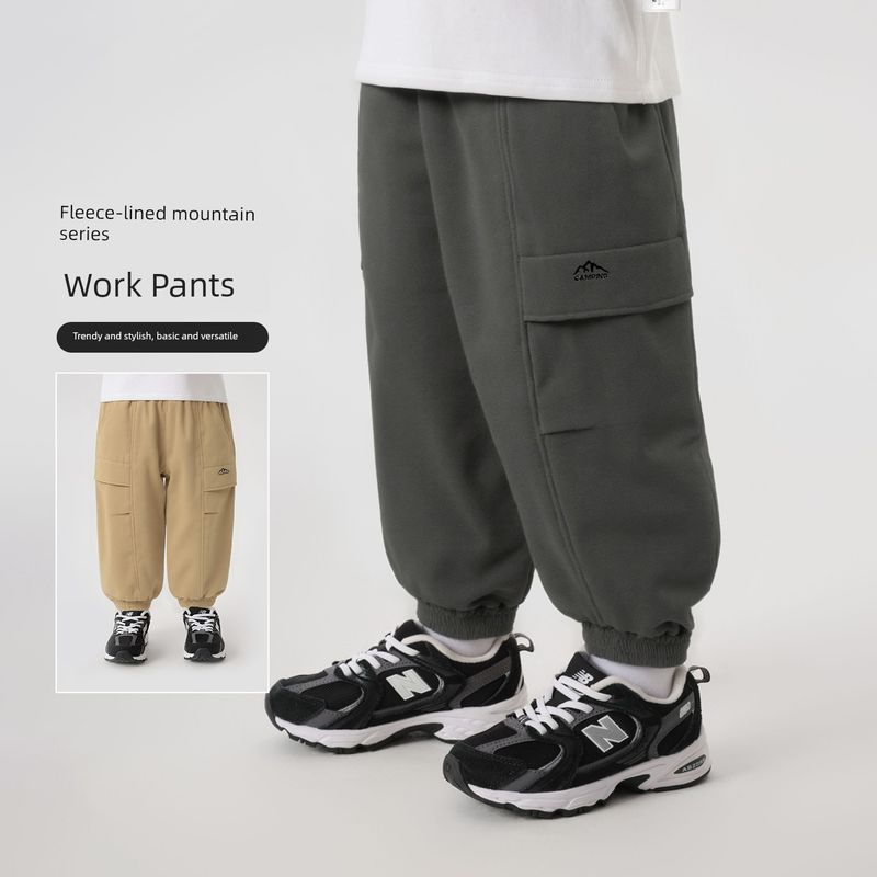 Right European Style Boys Winter Pants with Fleece, Sports Cargo Pants, 2025 Winter New Children s Clothing, Baby Pants Dark gray 130