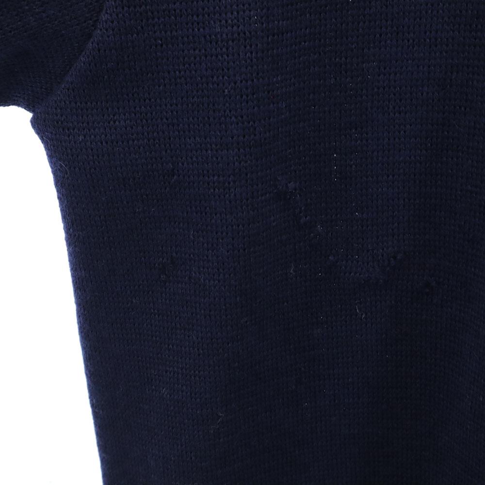 HUNTING WORLD 90-talls Ull Gammel Langermet V-hals strikket cardigan M Marineblå Herre Brukt