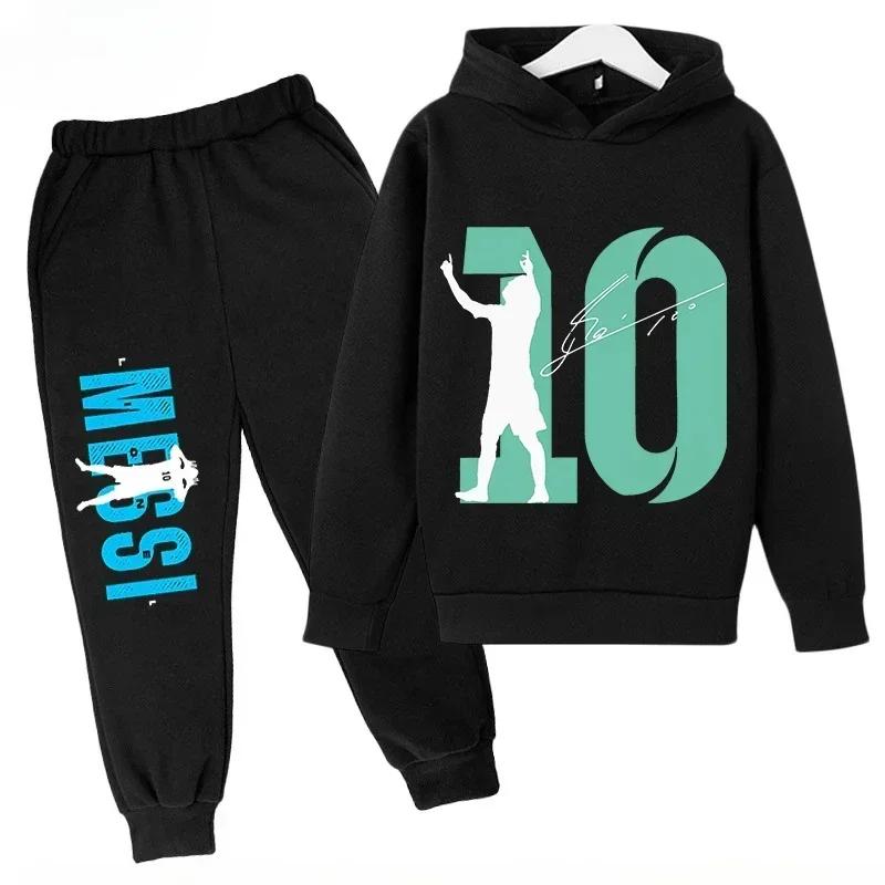 Messi Print Children's Set Sports Hoodie Pants Suit 2pcs Set Boys Girls Baby Kid Clothing Casual Fashion Autumn Winter Sportsuit