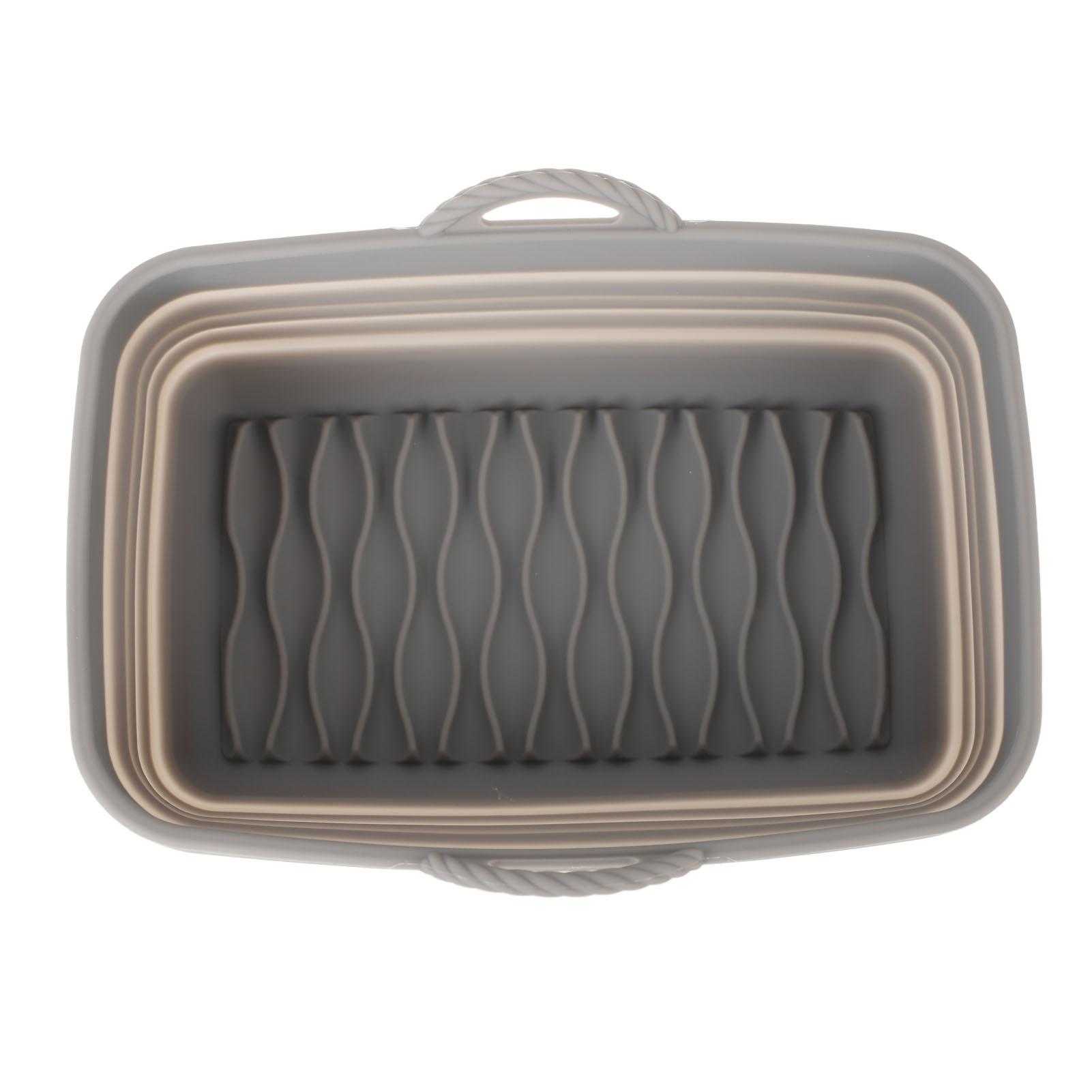 

Foldable Silicone Fryer Liner Rectangle Silicone Fryer Basket with Handles for Family Baking Camping Barbecue Gray сірий