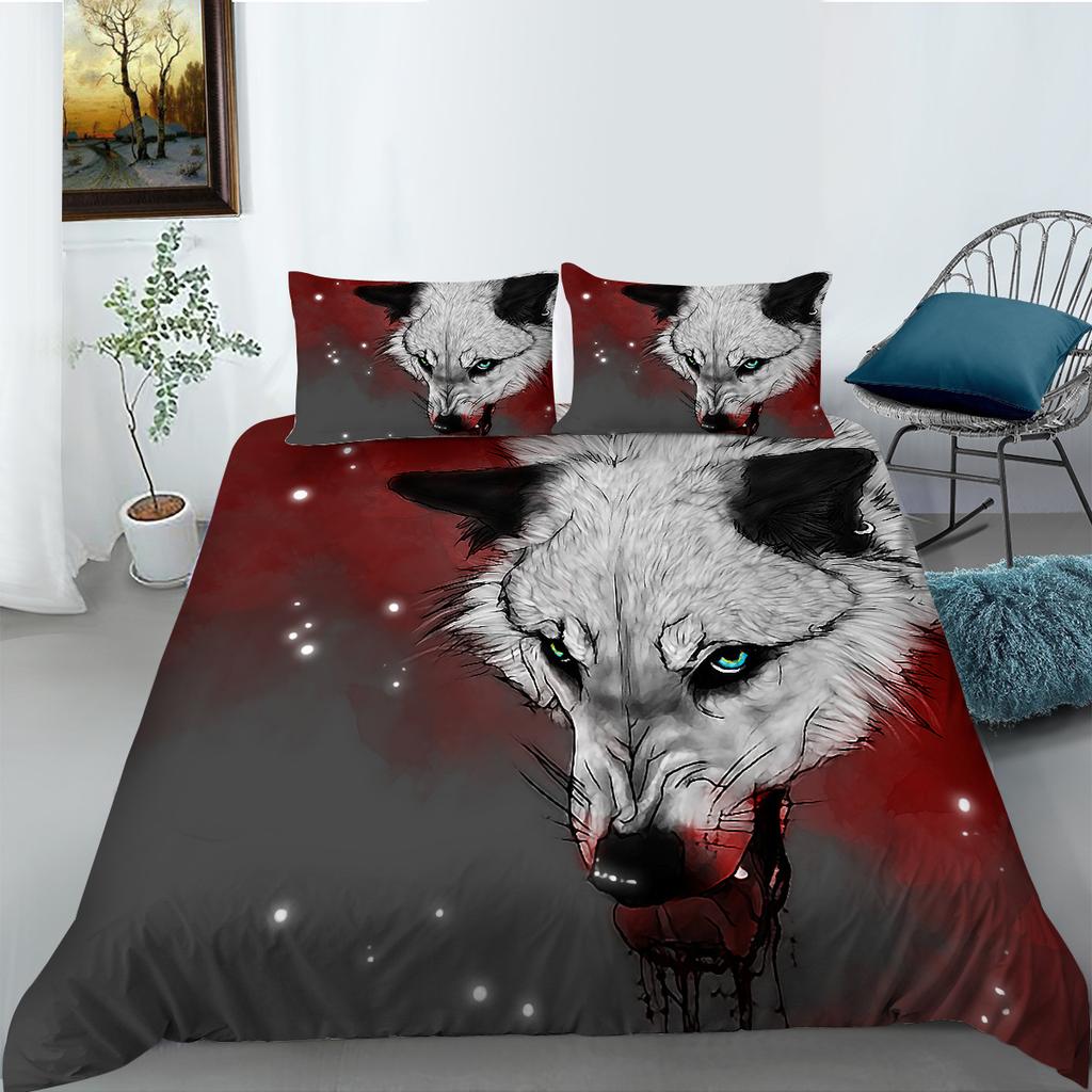 Pattern Wolf 3D Digital Printing Bedding Two Three Piece Set Polyester