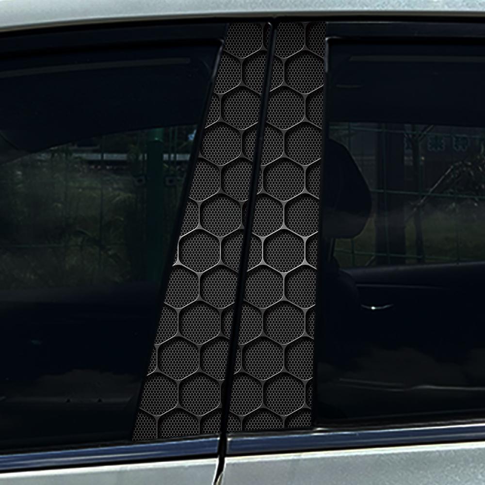 Style Honeycomb Hexagon Car B-pillar Stickers Car Center Column Decoration Cover Scratches Waterproof Decals Car Accessories