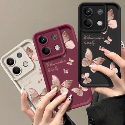 Para Xiaomi 13t 11t Pro Poco X6 X5 F6 M6 Redmi Note 12 11 10 13 Pro 5g Butterfly Shockproof Silicone Soft Lens Protection Case Cover