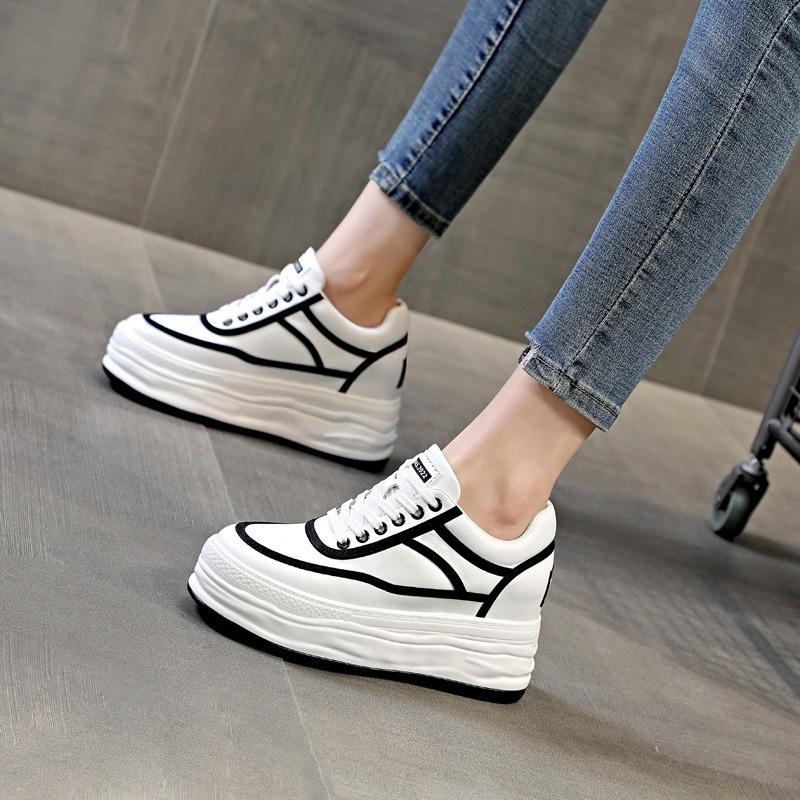 Spring women's shoes new flat-bottomed inner height-increasing shoes casual platform sports women's single shoes