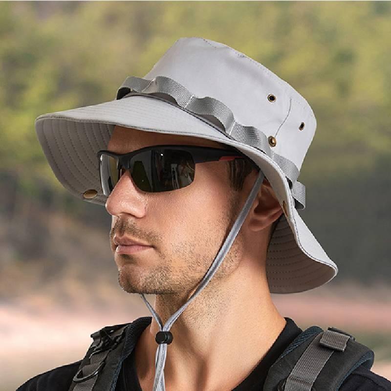 Mens Sun Protection Fisherman Hat With Large Brim And Breathable Nylon For Outdoor Activities