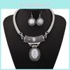 Ethnischer Stil Simulation Edelstein Dekoration Damen Halskette und Ohrring Set Für Männer und Frauen