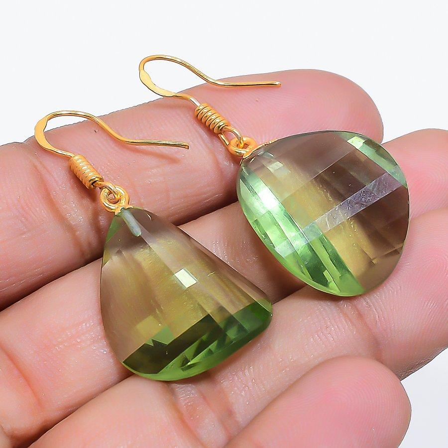 Peridot Gemstone Handmade 925 Sterling Silver Jewelry Earring 1.69" GK-7310