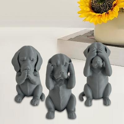 3D-gedruckte Katzenfigur Kätzchen Hören Sprechen Sehen Kein Böses Statue Miniatur Katzenornament Geschenk für Katzenliebhaber zur Schreibtisch-, Regal-, Schrankdekoration
