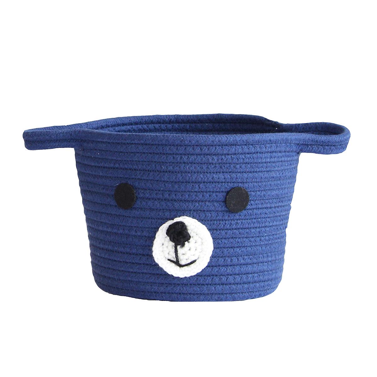

Handmade Bear Storage Basket: Cute Woven Cotton Rope Organizer for Desktop Sundries