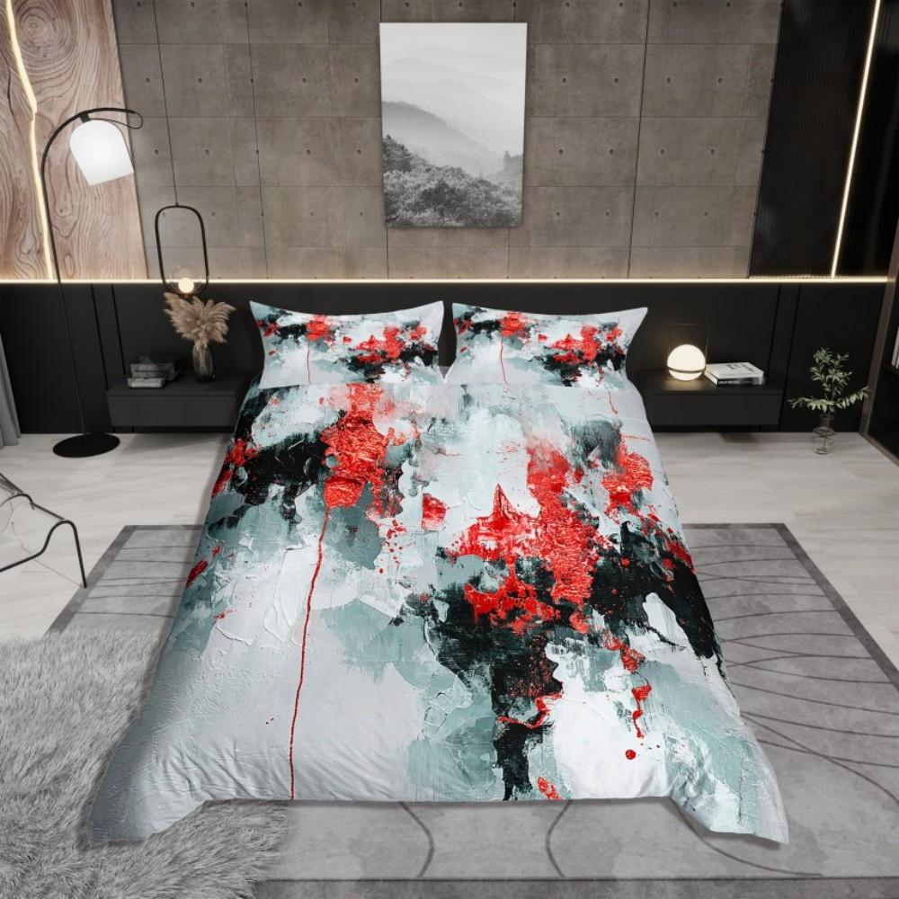 Homewish Adult Chic Watercolor Duvet Cover Set,Gold Oil Printing Artwork Bedding Set,Modern Fashion Abstract Bed Set