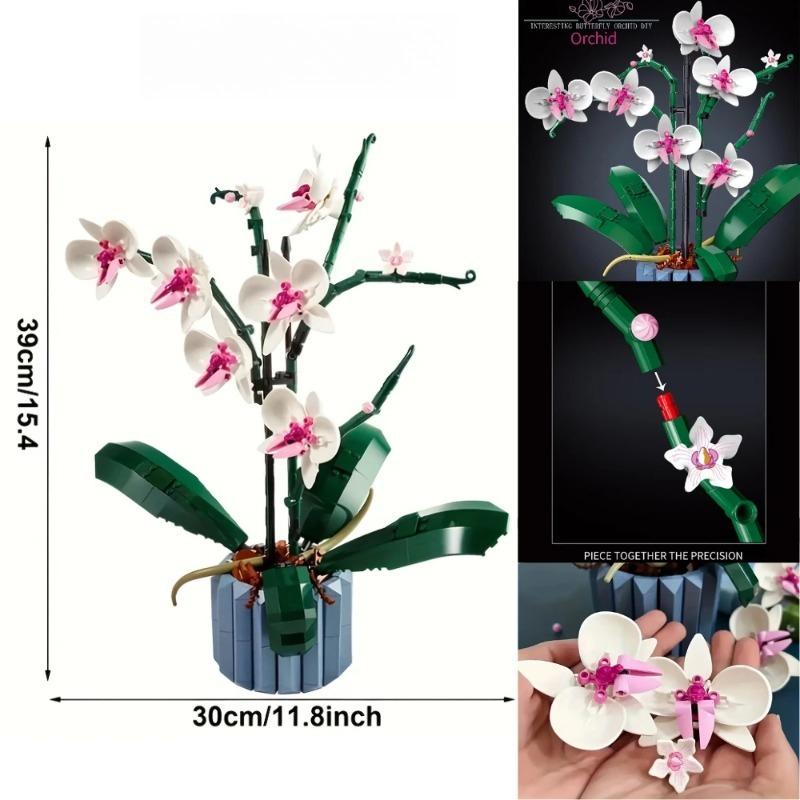 Building Blocks Orchid Flower Bouquet Set Artificial Plant Construction Toy for Home Decor & Gift Giving