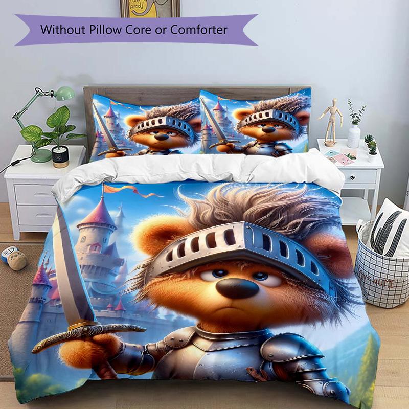 3pcs Anime Knight Bedding Set - Includes One Quilt Cover and Two Pillowcases (No Core) - Perfect for Bedroom and Guest Room Decoration, Fest
