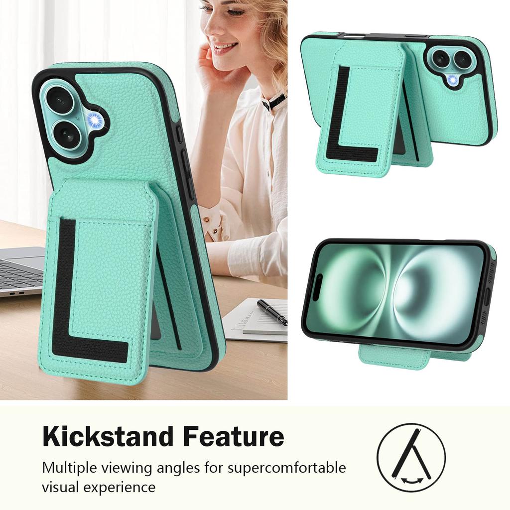 For iPhone 16 Plus Magnetic Case TPU+PU Leather Phone Back Cover with Detachable Card Holder
