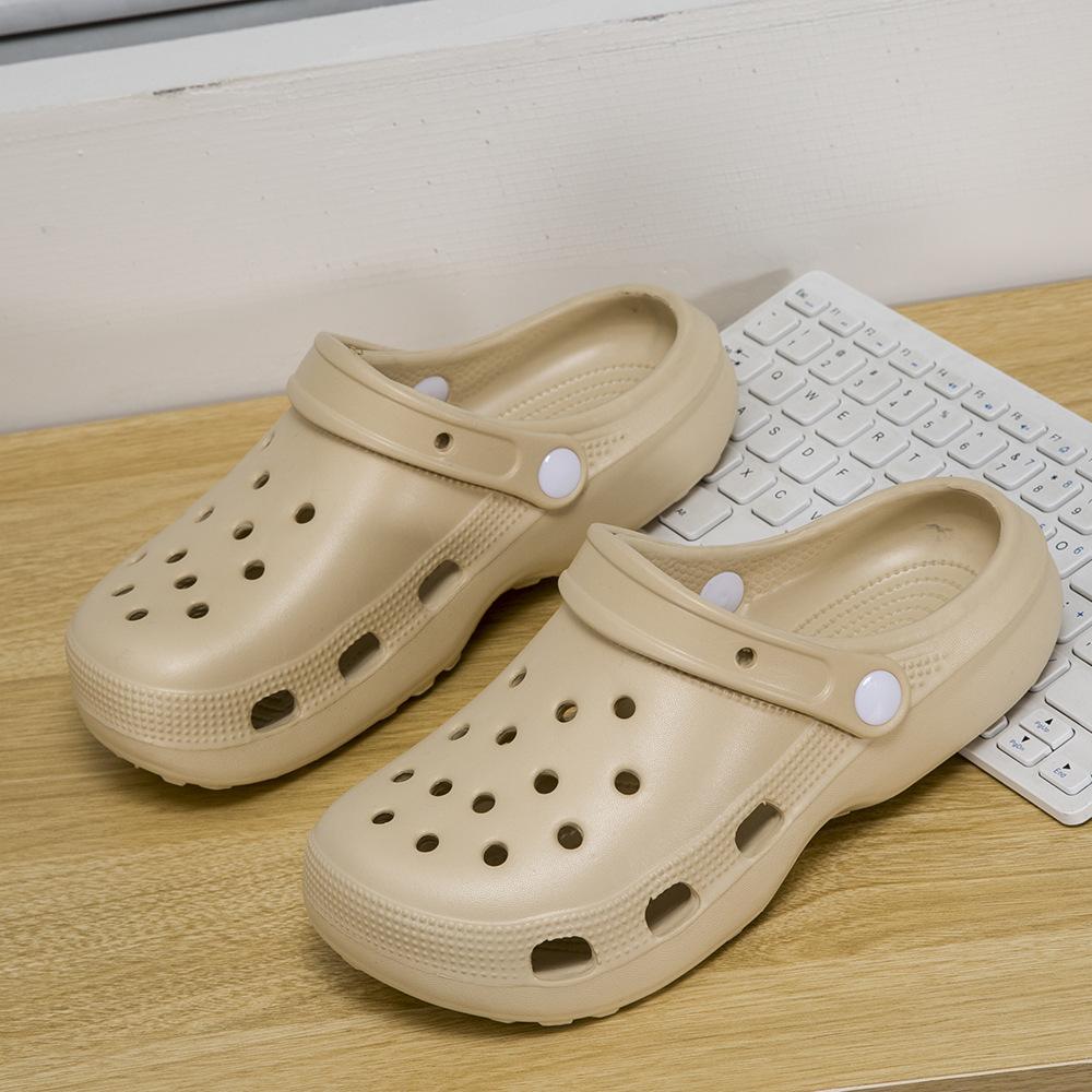 

Классические туфли с отверстиями мужские и женские парные туфли супермягкая верхняя одежда нескользящая толстая подошва обувь с закрытым носком крутые шлепанцы 45 хаки