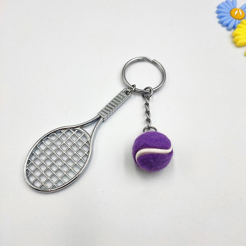 Cute Tennis Racket Keychain 6 Color Mini Pendant Durable Sports Design for Car Keyring Backpack Student Gift Idea