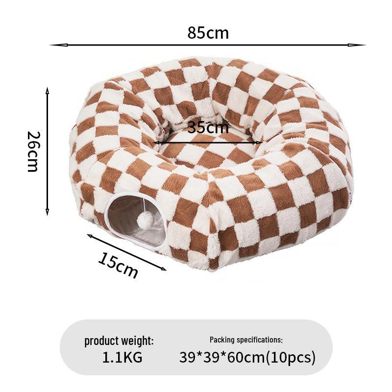 

S-Shaped Convertible Cat Tunnel Bed – Round, Disassemblable, and Perfect for Playtime & Naptime