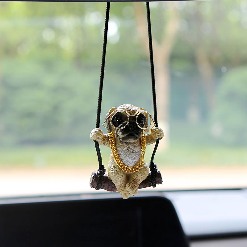 Nové pryskyřičné roztomilé zvířecí autodoplňky s anime motivem buldoka, přívěsek, auto, zpětné zrcátko, ozdoby, dárek k narozeninám pro páry