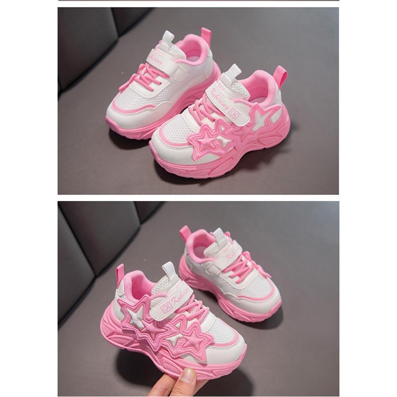 Girls' Sports Shoes Net Surface Breathable Spring and Autumn New Soft Soled Running Shoes for Children Big Daddy Shoes for Girls