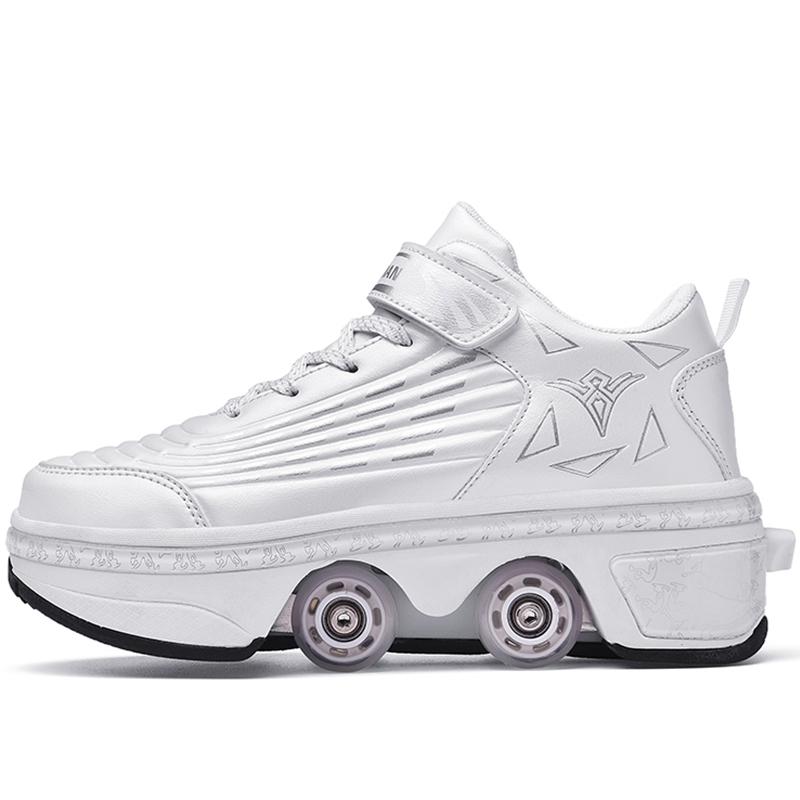 Roller Roller Shoes 4-wheel Deformation Shoes Roller Skates Men's and Women's Adult Runaway Shoes Skating Shoes Shoes with Wheels