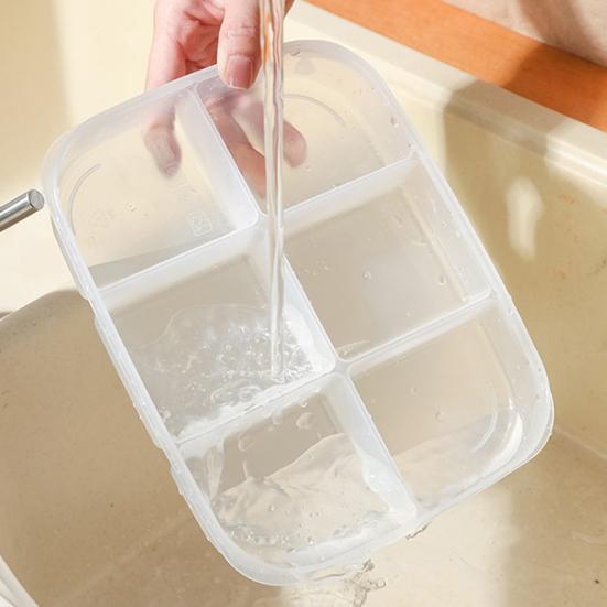 Food Storage Box Large Capacity Multi-Compartments Eco-friendly Food Grade Fresh-keeping Transparent PP Material Fridge Container Divided Serving Tray