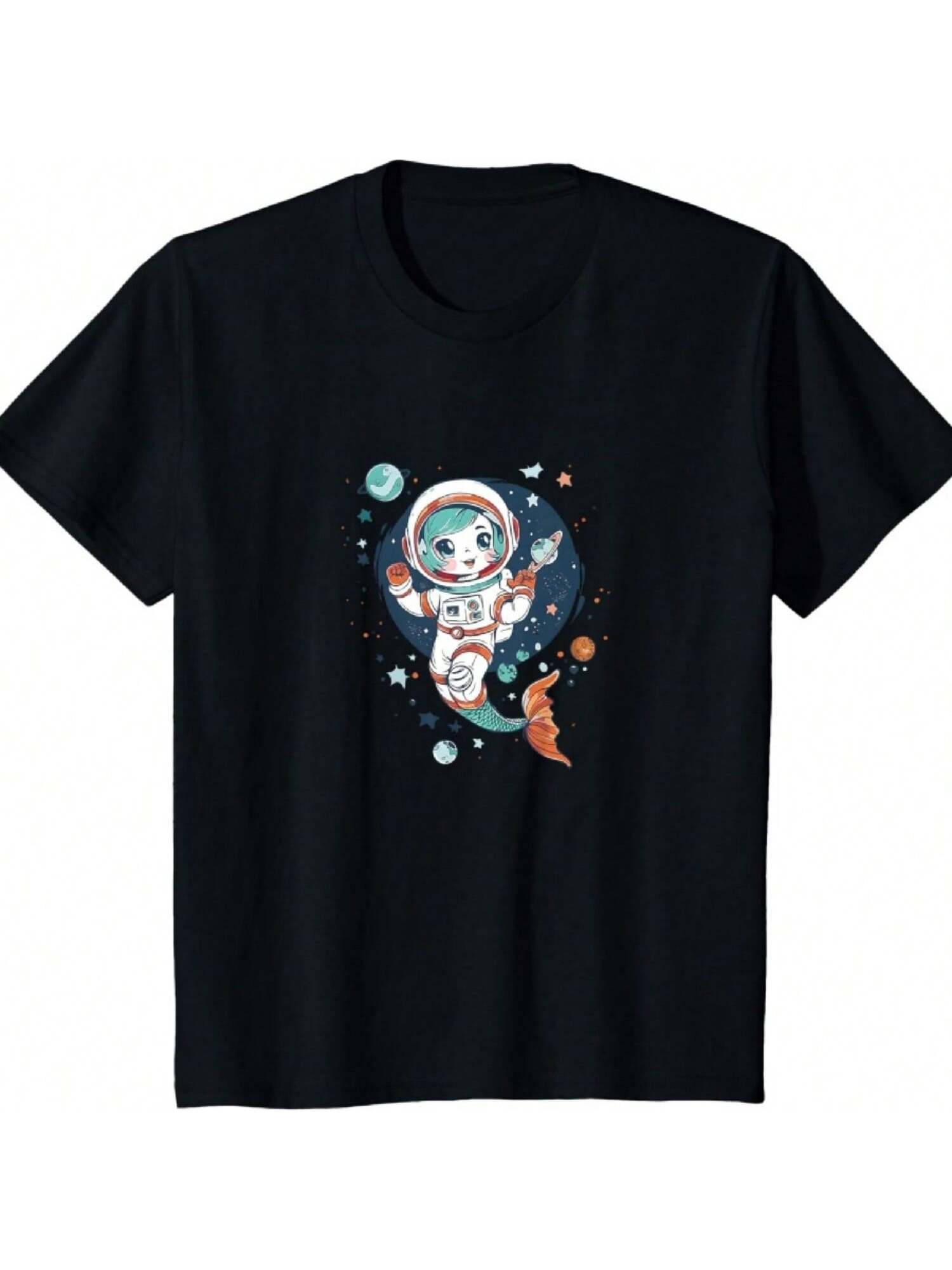 Kids Cute Astronaut Mermaid In Space Funny Planetary Kids T-Shirt S разноцветный