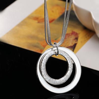 Colier Multistrat Cerc Rotund Dublu Argint 925 Pentru Femei Colier Argint Bijuterii