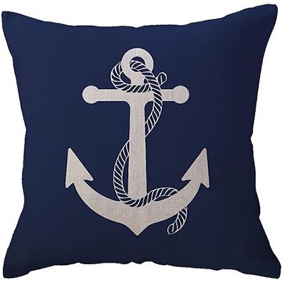 Rustic nautical pillow cover with sailboat and anchor design for sofa, car, bedroom decorative cushion cover