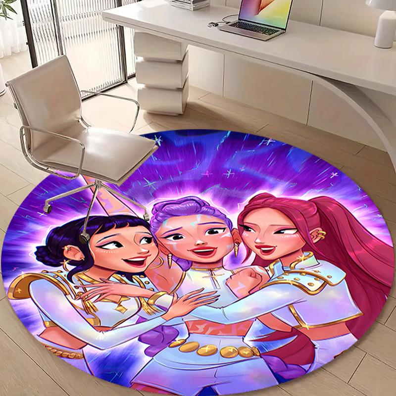 1pc KPop Demon Hunters8 Design Printed Area Round Carpet for Bedroom Living Room Home Decor Rugs Mat Non Slip Mat Rug for Bedside