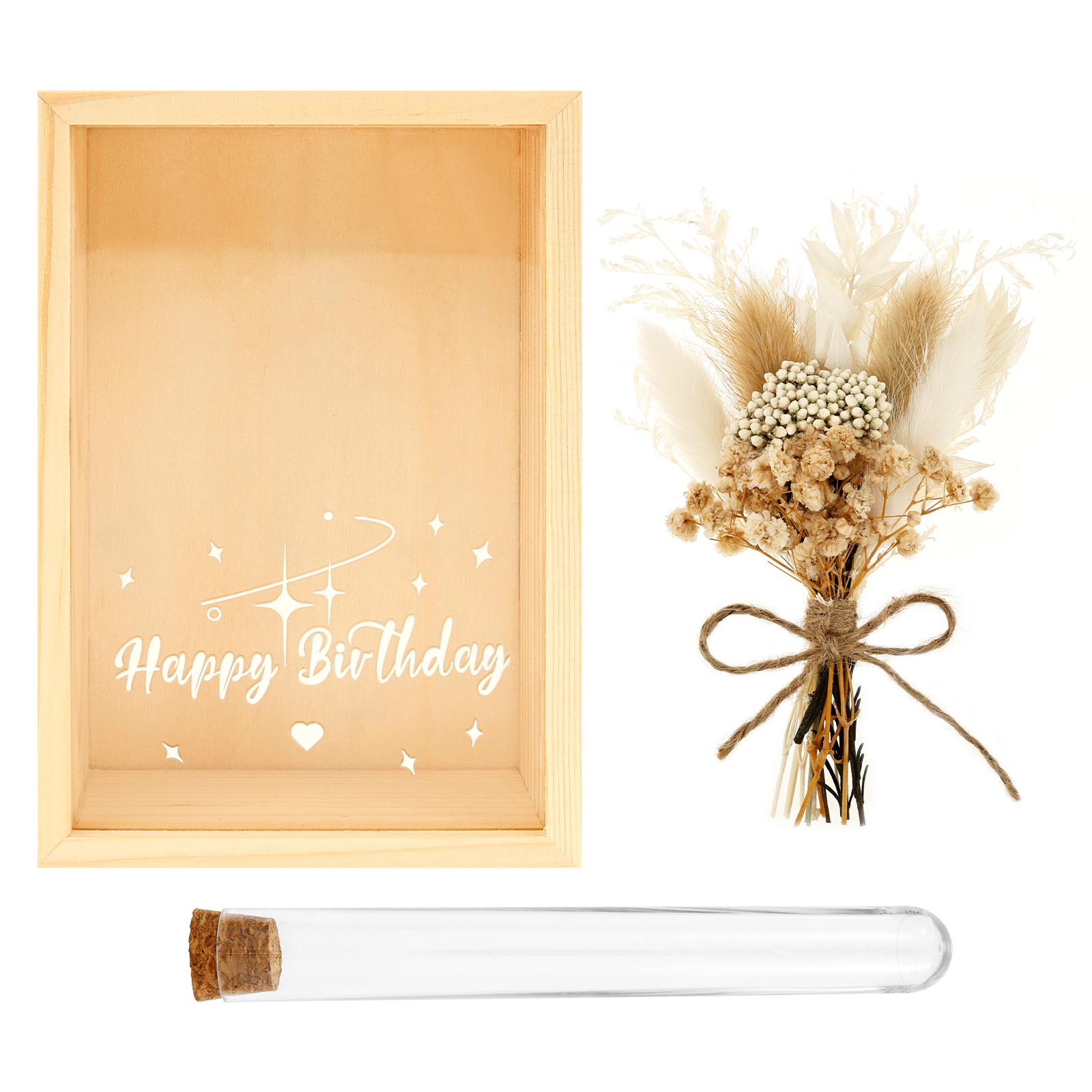 

Bouquet Photo Frame Wooden Wedding Money Present with Dried Flower Decorative Mr Mrs Money Present Frame for Birthday Wedding