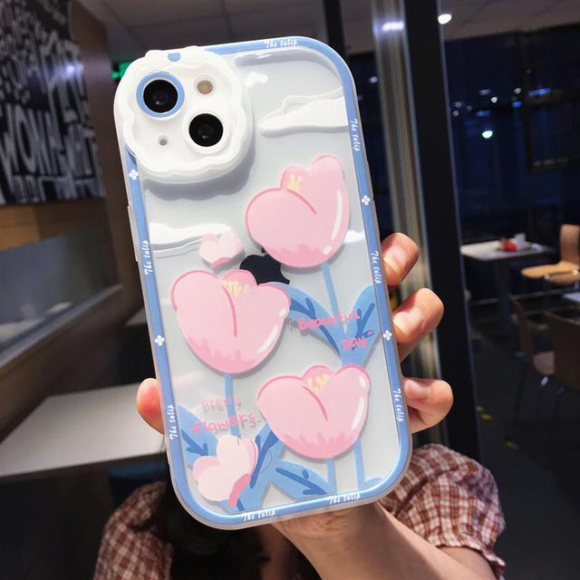 Cute Cartoon Flower Fruit Phone Case For Iphone 14 13 11 12 Pro Max Xs Max Xr X Xs 14pro Clear Shockproof Bumper Soft Back Cover