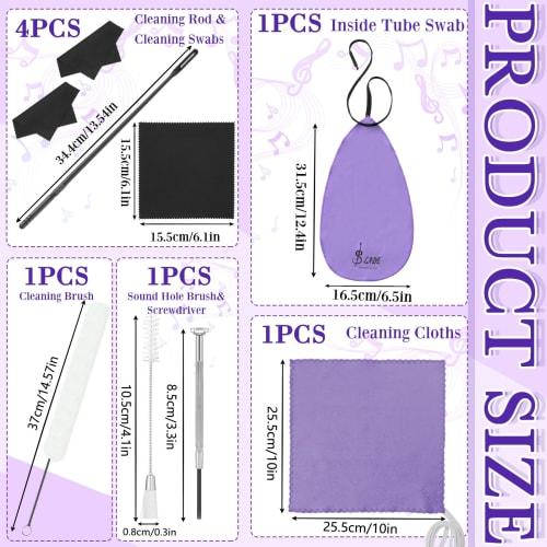 Vesici Flute Cleaning Kit, Flute Accessories, All-in-One Flute Cleaner Kit, Maintenance Kit, Care Kit, Includes Flute Cleaning Brush, Flute Cleaning R