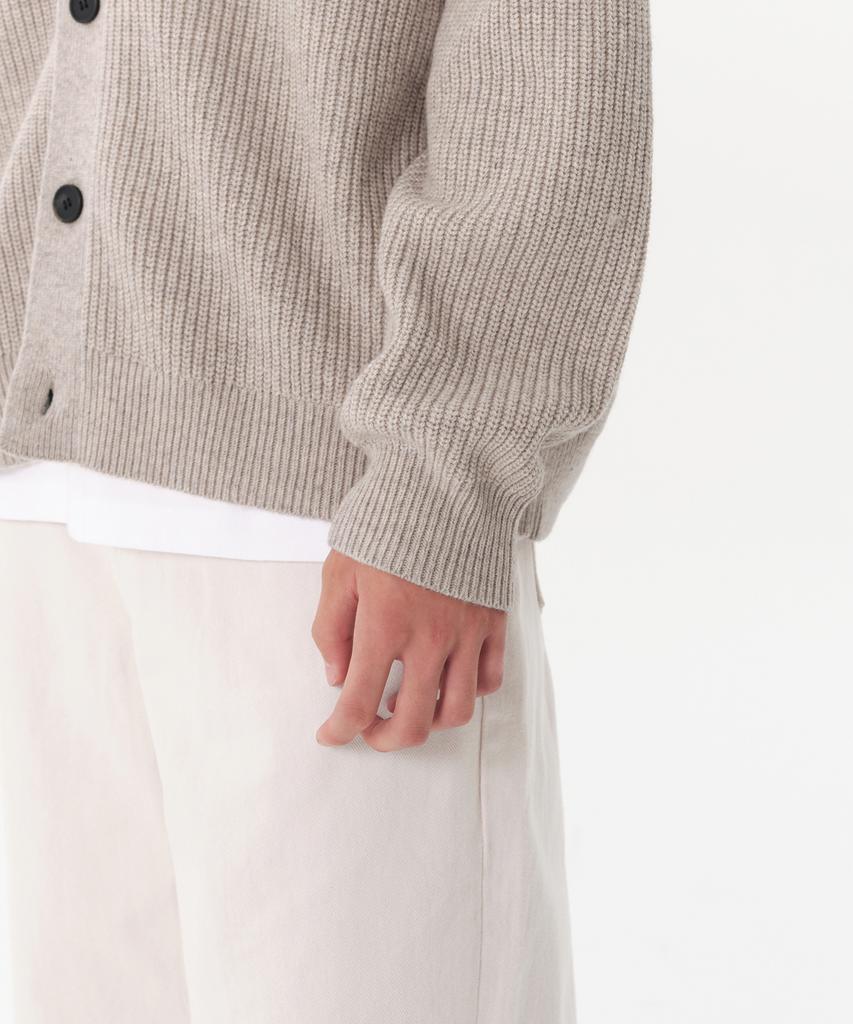 Musinsa Standard Relaxed Ribbed Round Neck Cardigan [Oatmeal]