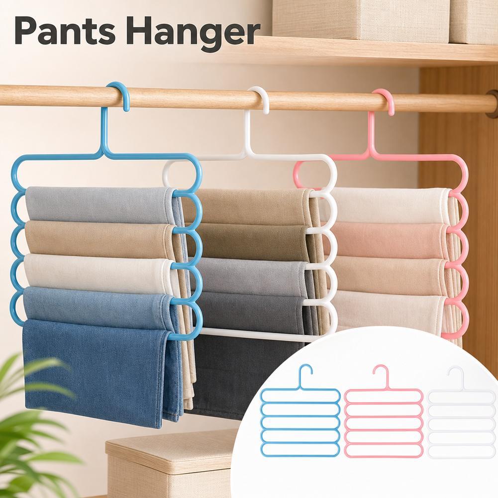 Multi-Layer Pants Rack - Space-Saving, Anti-Slip, and Adjustable Design for Organizing Clothes, Scarves, and Accessories