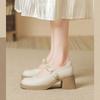 Single Shoes and Women's Shoes - New Style, Soft Leather, Versatile, Soft Leather, Shallow Toe, Thick Heel