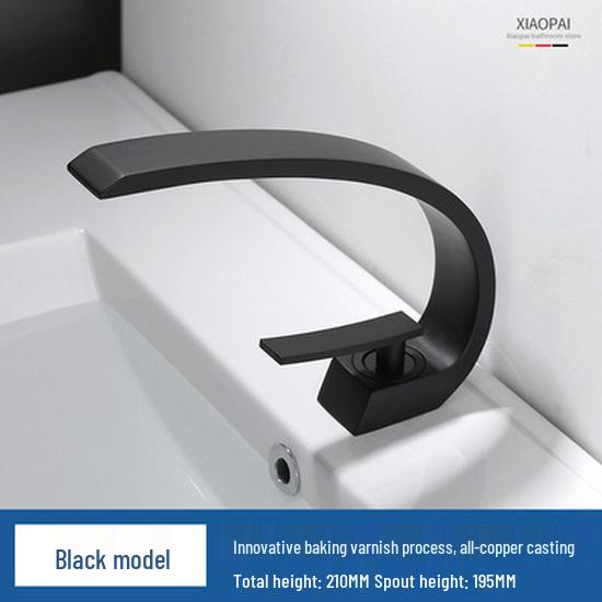 Lavabolar ve Tezgahlar için Sıcak ve Soğuk Musluklu Antrasit Pirinç Banyo Lavabo Musluğu.