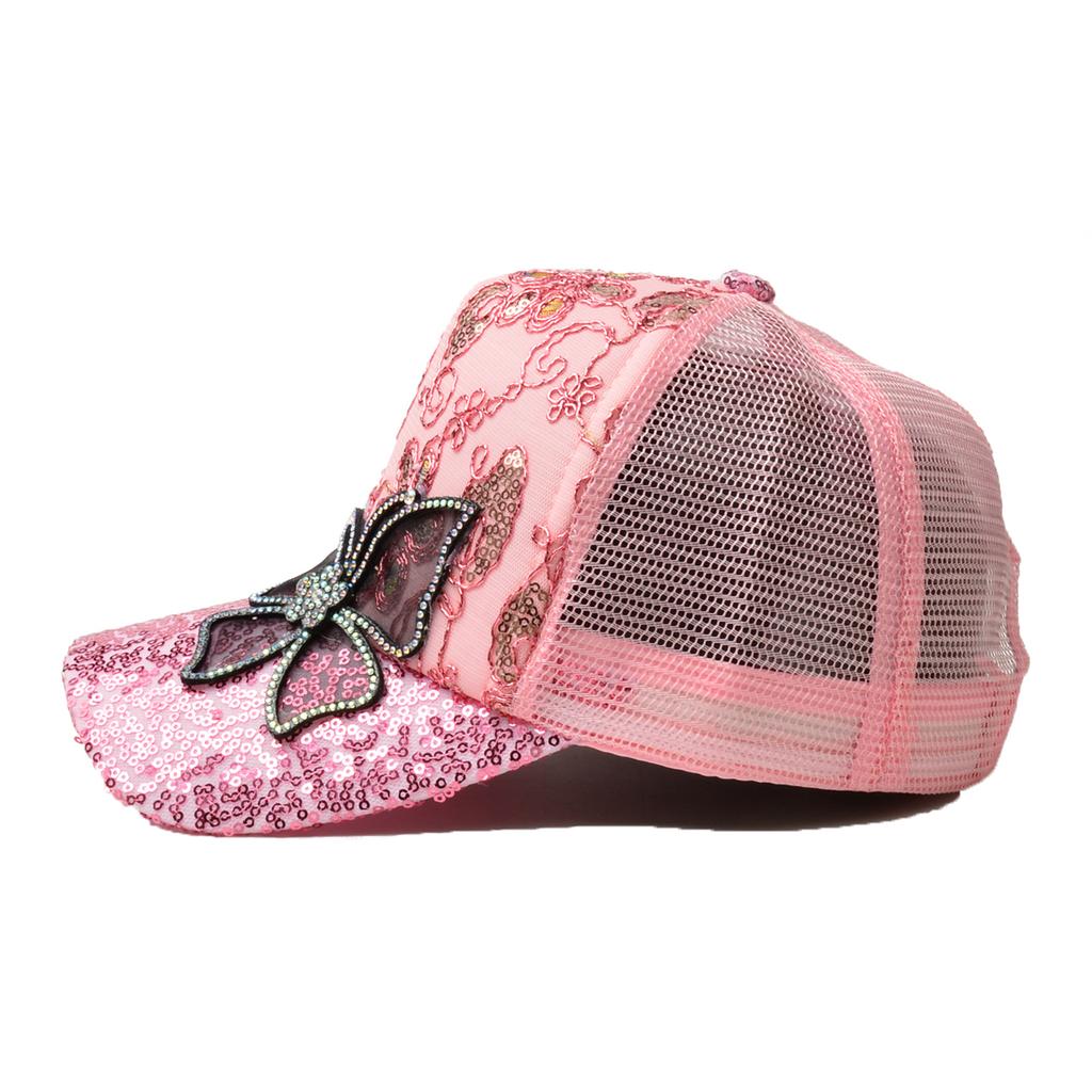 Northwood Summer Women Sequined Rhinestones Butterflies Baseball Caps Girls Sunoutdoor Breathable Sunshade Mesh Hats