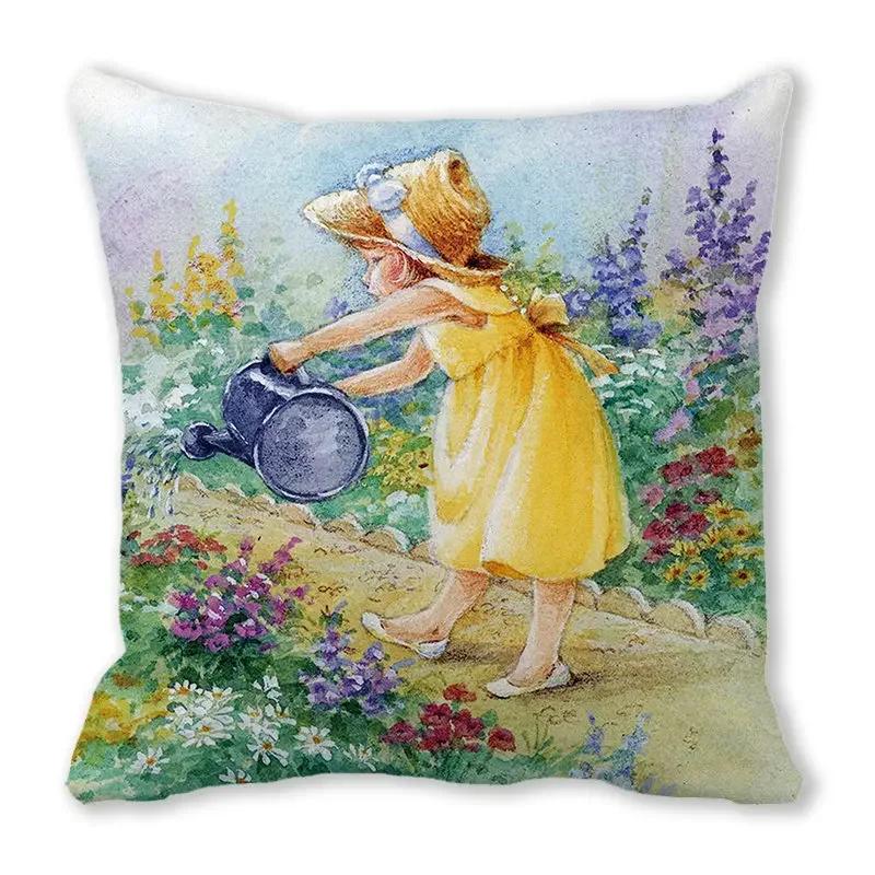Home Decor Spring/Summer Pillowcase Animal Cat Dog Duck Sheep Print Cushion Cover Sofa Polyester  Funda De Almohada