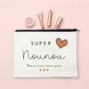 Thank You for Caring for Me As A Nanny French Print Cosmetic Bag Travel Toiletry Organizer Bags Women Makeup Bag Gift for Nounou