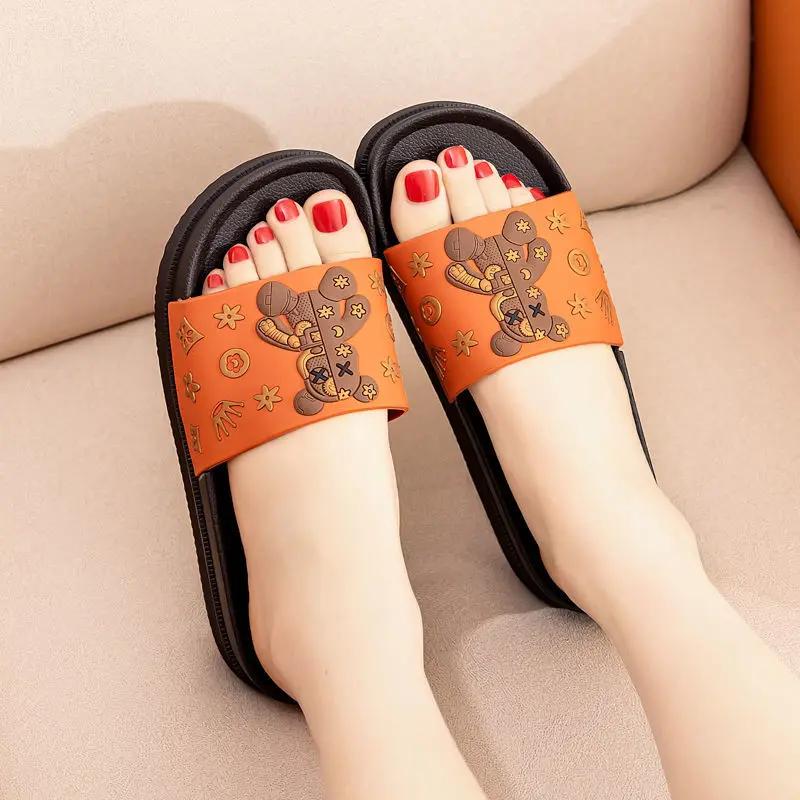 Fashion Shoes for Women Bathroom Cartoon Indoor Open Toe Cute House Woman Slippers Platform Anime Home Slides Sandals Y Natural Skin Eva